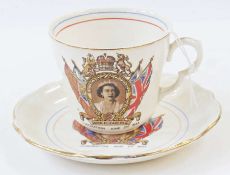 Large collection of commemorative mugs and other commemorative china (16 items)