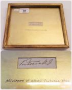 Framed and glazed signature of Queen Victoria (1894)