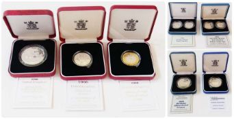 1996 United Kingdom Elizabeth II 70th birthday silver proof crown, cased, 90th birthday silver proof