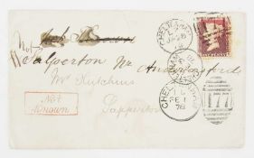 Postal History: 1878 envelope to Sapperton, 1d plate 185, undelivered with three different