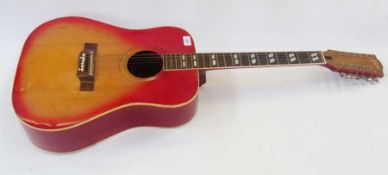 Gibson style twelve-string acoustic guitar, sunburst finish (af)
