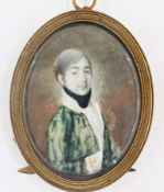 Late eighteenth/early nineteenth century portrait miniature on ivory
Probably Russian
Half-length