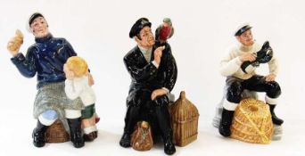 Royal Doulton figure "Shore Leave" HN2254, another "The Lobster Man" HN2323 and another "Song of the