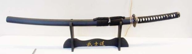 Modern Katana style sword on stand, length 106 cm