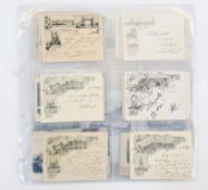 LONDON (42 cards) Mainly Court size Vignettes 1895/6/7/8/9 noted Litho 3 view buildings scenes,