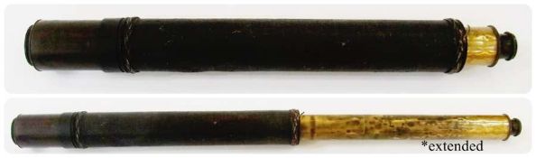 Brass single drawer telescope, with oiled hessian-covered barrel
