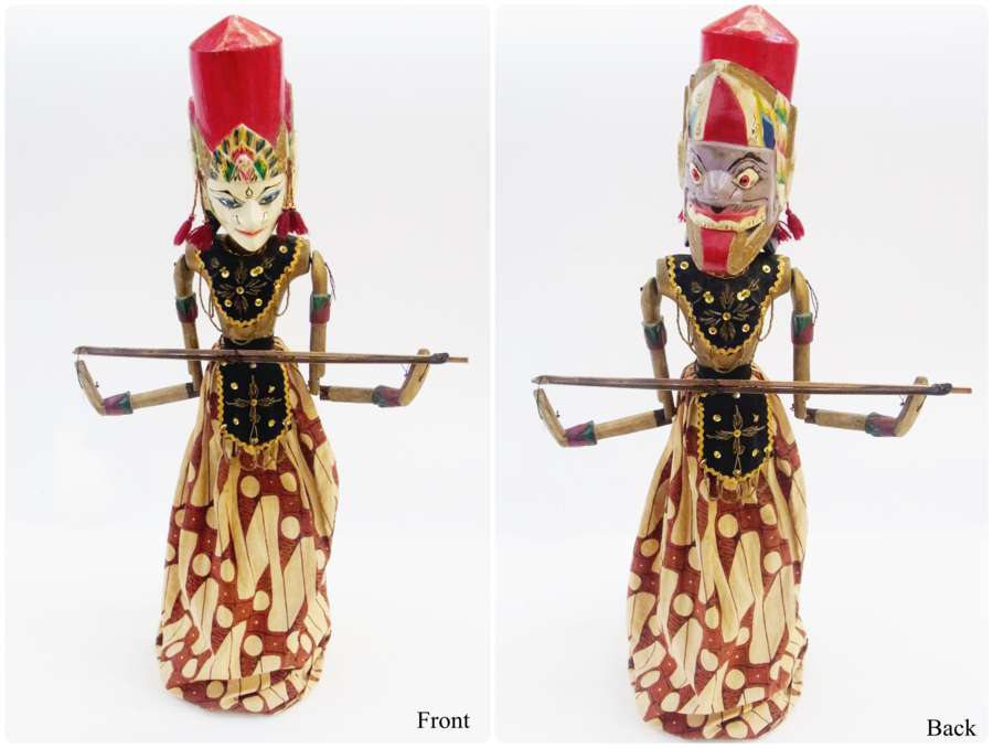Vintage rod puppet from Orissa and West Bengal, depicts the Queen Rama or the Demon King Ravana from