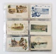 EYGPT & JERUSALEM (42 cards)  Mainly Chromo Vignettes of Suez Canal & Cairo PU 1900 era. Hotel PU