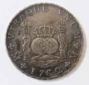 Charles III Spanish Colonial silver eight reales (piece of eight), Mexico 1762