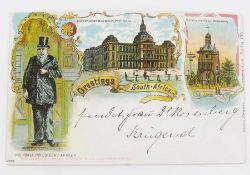 Postal History: South Africa rare Kruger Sallo-Epstein chromolitho to Austria, May 1900, and same