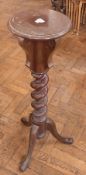 A Victorian mahogany jardiniere stand, with turned spiral column, on tripod legs, 100cm high