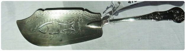 William IV silver fish server knife, with engraved fish design, Glasgow 1837, 6oz approx.