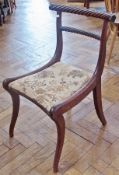 Pair Regency rosewood dining chairs with ropetwist backs