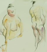 Pair watercolour studies 
Richard Marcus O'Connell 
Studies of nudes, both signed