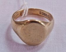 9ct gold gentleman's signet ring, 7g approx.