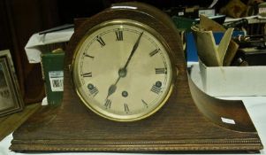 Early twentieth century cased mantel clock with silver dial, three train striking and chiming