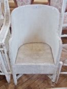 White painted Lloyd loom style tub chair