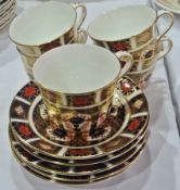 Five Royal Crown Derby "Old Imari" cups and saucers (10 items)