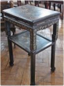 Chinoiserie style lacquered table, rectangular, the top decorated with birds and butterflies on