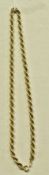 9ct gold rope pattern chain necklace, 9.1g approx.