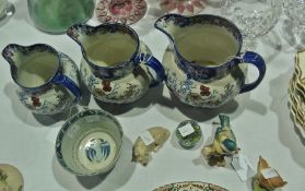 Set of three Victorian pottery graduated jugs, chinoiserie decorated in Imari colours, Branksome