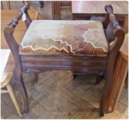 An Edwardian mahogany piano stool, with upholstered box seat, together with a nest of three modern