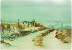 Snow covered countryside track, "Winter's Fields"
G.M. Steward, signed