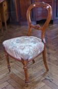 Pair Victorian walnut hoopback chairs with stuffover seats and pad supports