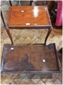 A 20th century rectangular top coffee table on cabriole legs with pad feet together with a stained