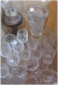 Large quantity of assorted glassware, including wines, brandy glasses, sherries, cut glass bowl,