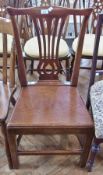 Georgian style hardwood country dining chair with vase-shaped pierced splatback and solid seat