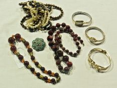 Quantity of costume jewellery, to include bead necklaces, five lady's wristwatches etc.