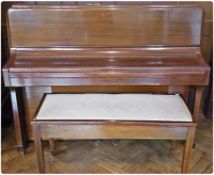 A Knight iron framed and overstrung pianoforte No 2851, mahogany case, 136cm wide together with a