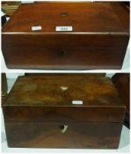 A Victorian rectangular walnut jewellery box together with a mahogany writing box (2)