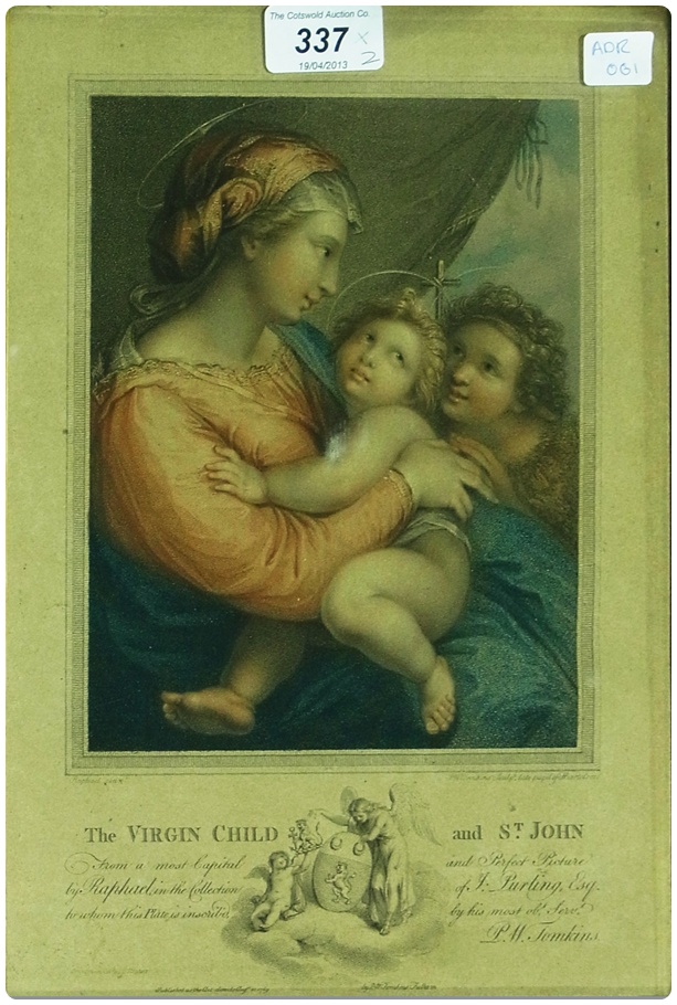 Engraving
After P.W. Tomkins, late pupil of Bartolotzzi after Raphael
"The Virgin Child and St John"
