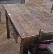 20th century rectangular top oak side table, with two drawers to frieze, on square tapering legs,