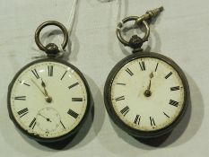 Two nineteenth century open-faced silver cased pocket watches