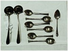 Quantity of small silver spoons, various dates, to include pair sauce ladles, six coffee spoons