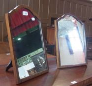 A pair of mahogany framed table mirrors with trestle supports, 39 x 27cm