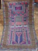 Persian style wool prayer rug, decorated with stylised mosque, geometric borders, 84 x 155cm