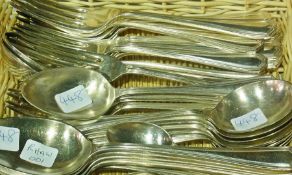 Quantity of assorted silver plate flatware, comprising forks, spoons, serving spoons, soup spoons