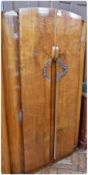 Early 20th century Lebus HL walnut veneered wardrobe, the pair doors enclosing hanging space and