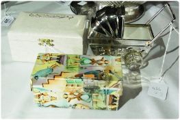 Baby's brush and comb, cased, christening set with napkin ring, eggcup and spoon, boxed and money