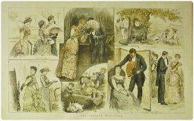 Framed colourprint 
"The Society War Game", showing Victorian figures and 
Colourprint 
After