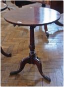 Georgian and later mahogany snaptop tripod occasional table, circular top on tapered column,