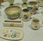 Quantity of various Poole pottery to include:- three jugs, bowl, dish and a rectangular flower