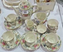 Booths pottery "Flora Dora" pattern coffee set, for six persons