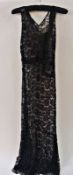 1920s/30s black lace evening dress, with belt