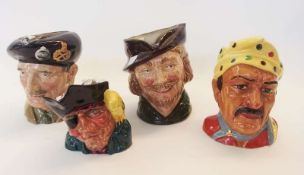 Collection of character jugs, Royal Doulton, including "Long John Silver" D6335, "Robin Hood", Royal