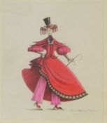 Pen and watercolour drawing 
Joan Jefferson Farjeon (circa 1950)
Style designs for the pantomime,